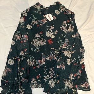 Green Floral Blouse
